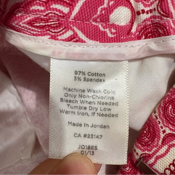 Talbots Pink White Paisley Chino Shorts Sz 6 Stretch Mid-Rise Preppy Nautical - Picture 6 of 6